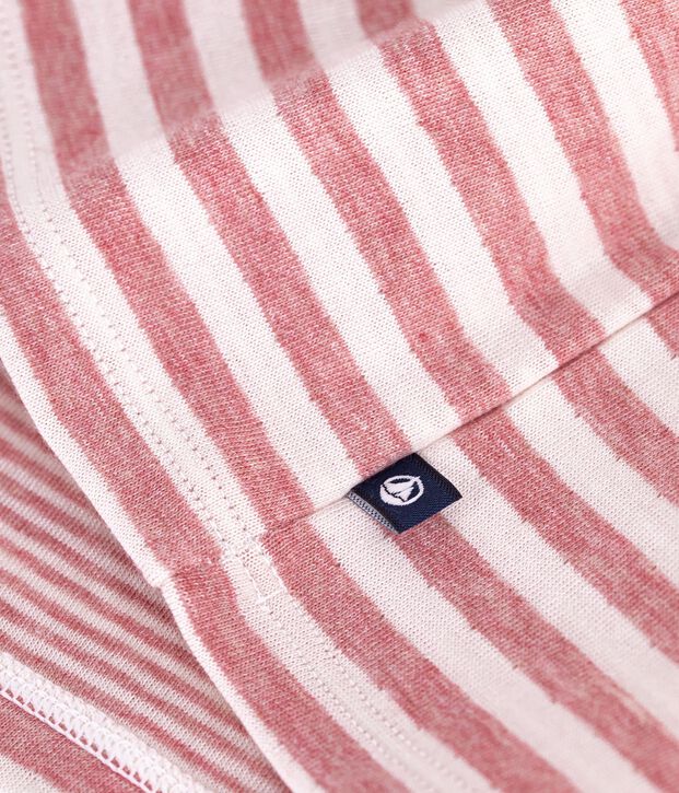 Robe b&eacute;b&eacute; en coton manches longues &agrave; rayures rose/&eacute;cru
