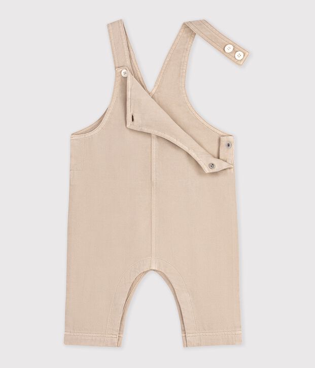 Salopette b&eacute;b&eacute; en serge jambes longues unie beige