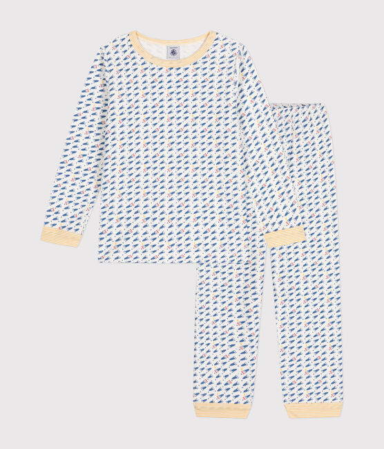 Pyjama en velours imprimé fusées enfant blanc MARSHMALLOW/blanc MULTICO