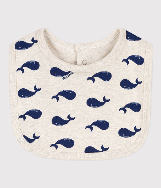 Bavoir unitaire baleines en coton beige MONTELIMAR/bleu MEDIEVAL