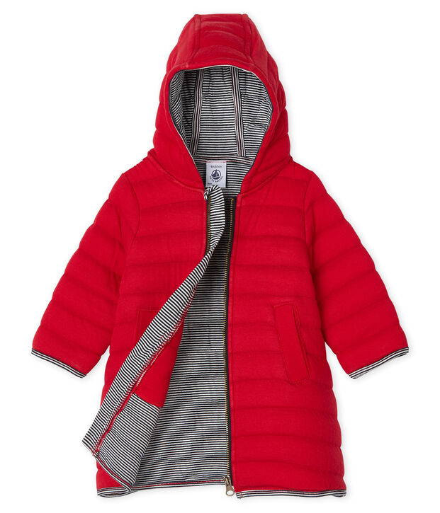 Manteau en tubique matelass&eacute; b&eacute;b&eacute; fille rouge