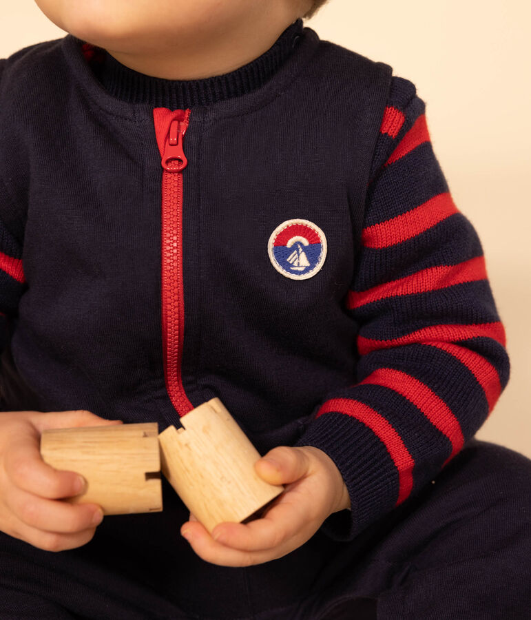 Combinaison sans manche en jersey &eacute;pais b&eacute;b&eacute; bleu SMOKING