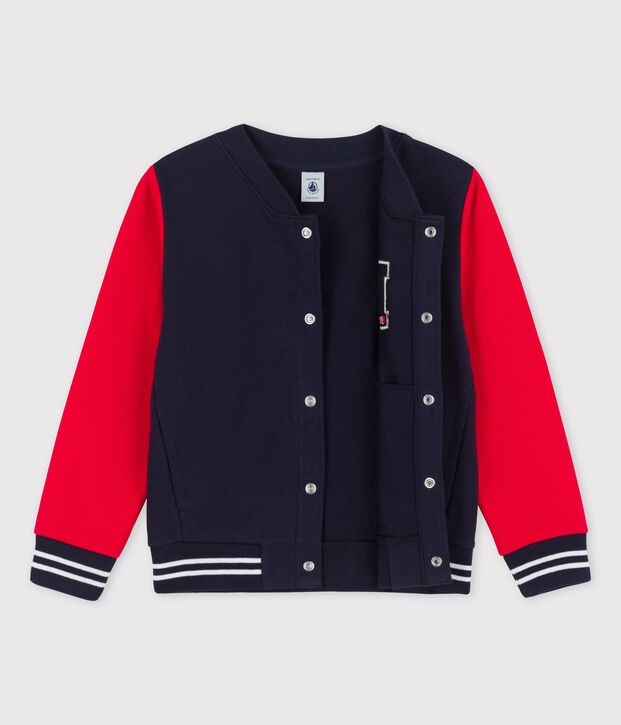 Cardigan teddy en molleton enfant fille gar&ccedil;on rouge/bleu