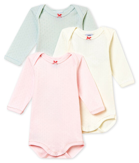 Trio de bodies manches longues bébé fille variante 1