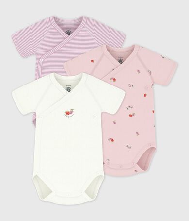Lot de bodies crois&eacute;s manches courtes en coton imprim&eacute; b&eacute;b&eacute;