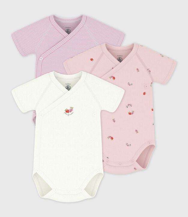 Lot de bodies crois&eacute;s manches courtes en coton imprim&eacute; b&eacute;b&eacute; multicouleur