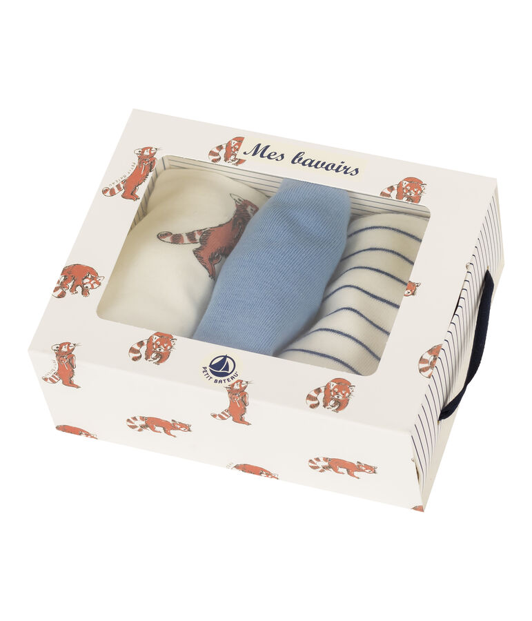 Trio de bavoirs b&eacute;b&eacute; gar&ccedil;on en c&ocirc;te multicouleur