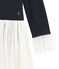 Robe bi-matière brillante bleu SMOKING/jaune DORE