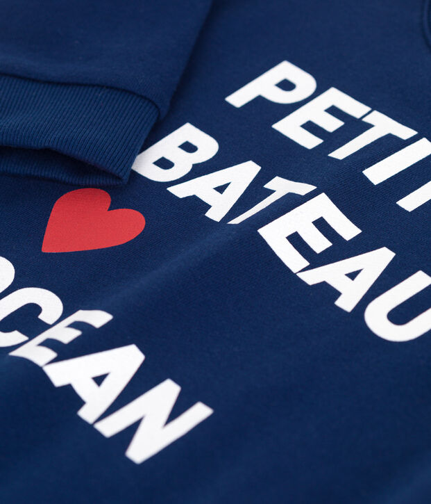 Sweatshirt enfant mixte en coton imprim&eacute; bleu