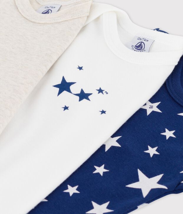 Lot de 3 bodies &eacute;toiles manches courtes en coton multicouleur