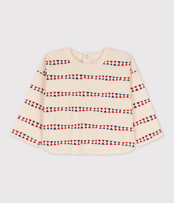Tee-shirt manches longues bébé imprimé en coton blanc AVALANCHE/ MULTICO