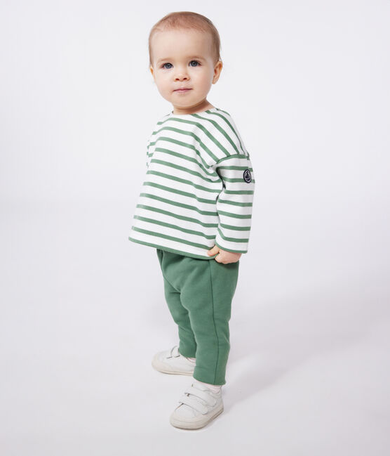 Marinière bébé en coton épais vert MARSHMALLOW/ PALMERAIE