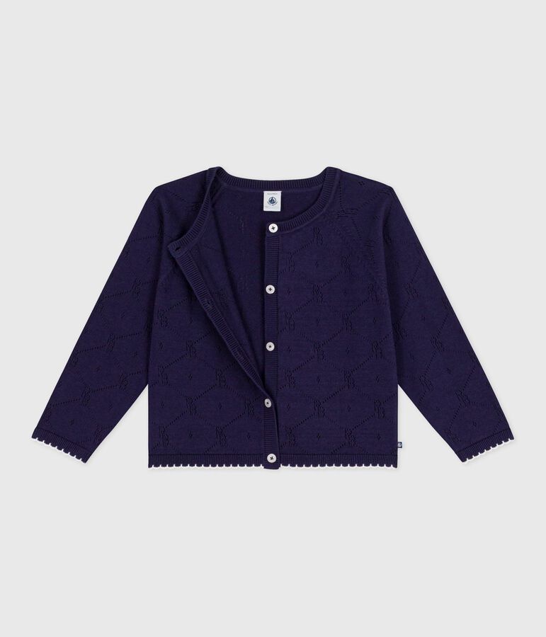 Cardigan enfant en coton uni bleu SOIR