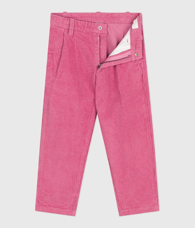 Pantalon enfant en velours uni rose BOUDOIR