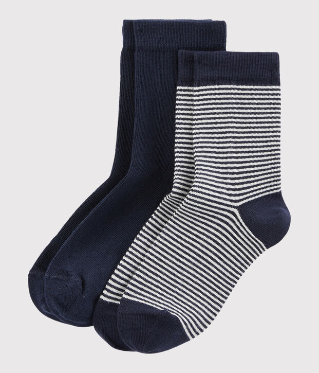 2 paires de chaussettes enfant en coton &agrave; rayures multicouleur