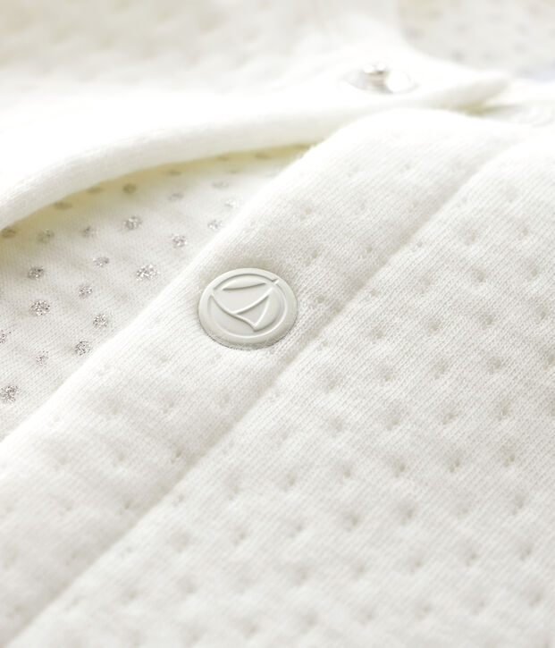 Cardigan b&eacute;b&eacute; fille en tubique blanc