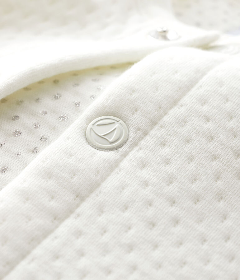 Cardigan b&eacute;b&eacute; fille en tubique blanc MARSHMALLOW