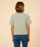 Tee-shirt le Boxy en coton rayé femme vert CROCO/ AVALANCHE