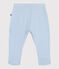 Pantalon à pied naissance en coton uni bleu TOUDOU