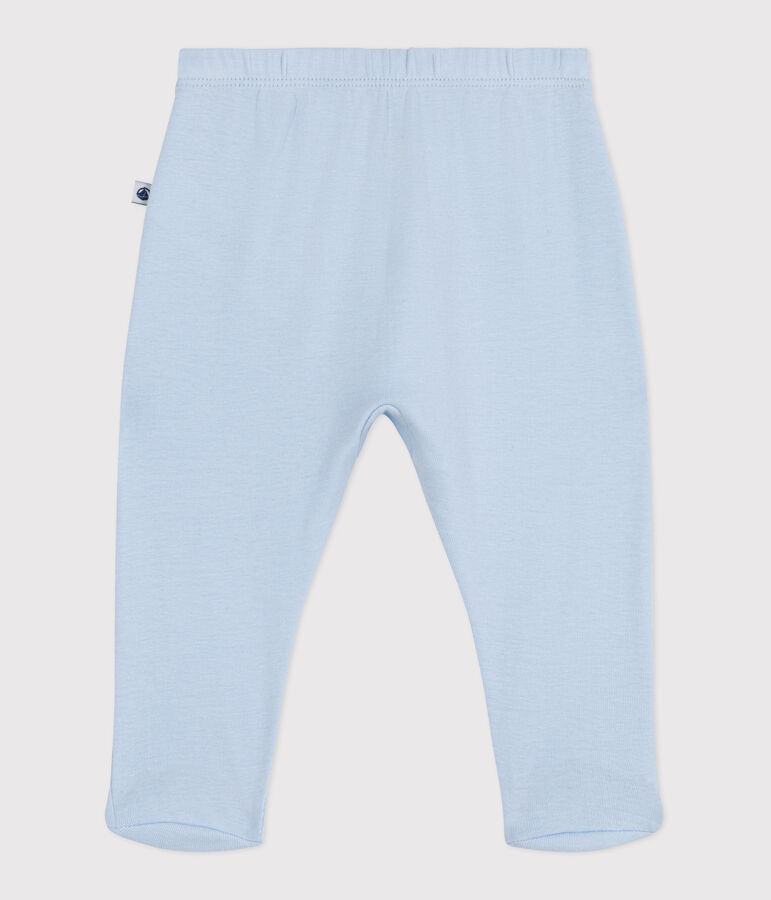 Pantalon &agrave; pied naissance en coton uni bleu TOUDOU