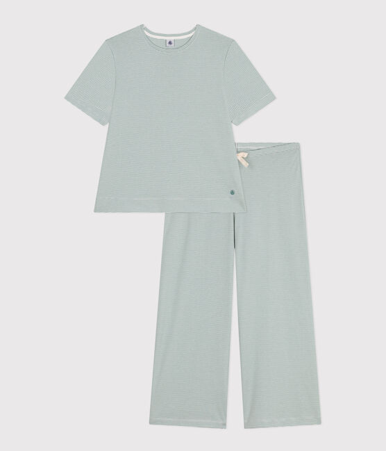 Pyjama milleraies en coton femme bleu PAUL/blanc MARSHMALLOW