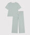 Pyjama milleraies en coton femme bleu PAUL/blanc MARSHMALLOW