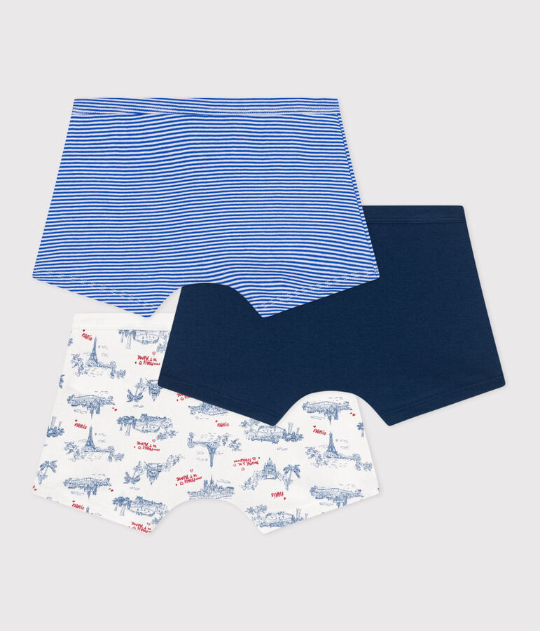 Lot de 3 boxers enfant en coton &agrave; ceinture collet&eacute;e imprim&eacute; Paris variante 1