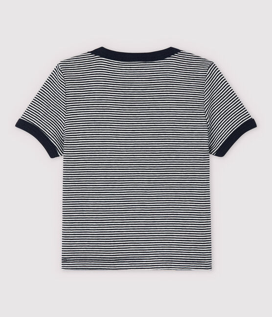 Tee-shirt manches courtes en coton bébé garçon bleu SMOKING/blanc MARSHMALLOW