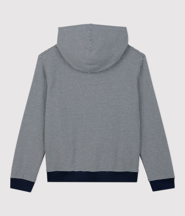 Sweatshirt &agrave; capuche ray&eacute; en coton Femme bleu/blanc