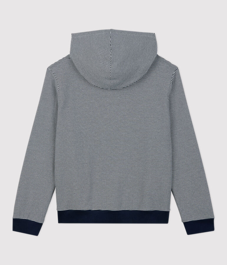 Sweatshirt &agrave; capuche ray&eacute; en coton Femme bleu/blanc