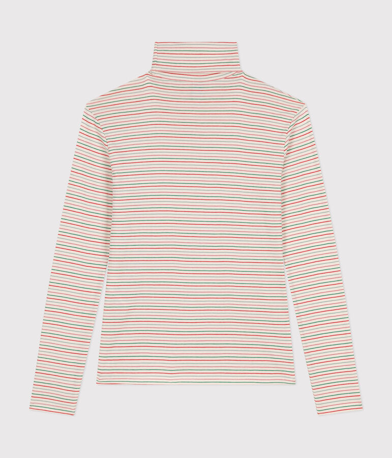 Tee-shirt l'Iconique Col roul&eacute; en coton femme blanc AVALANCHE/ MULTICO