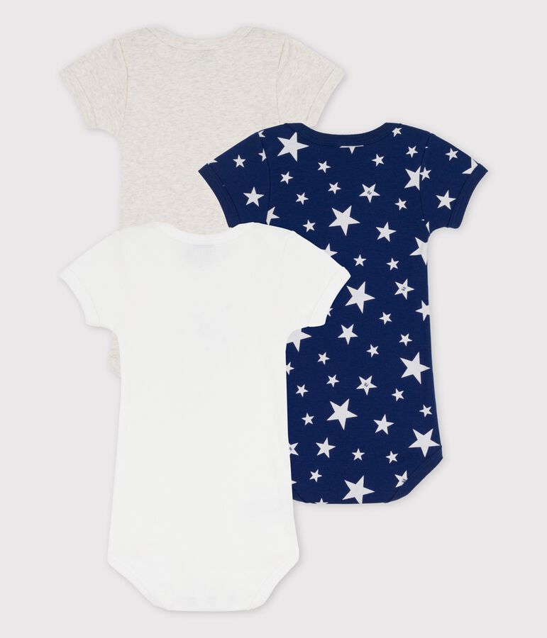 Lot de 3 bodies &eacute;toiles manches courtes en coton multicouleur