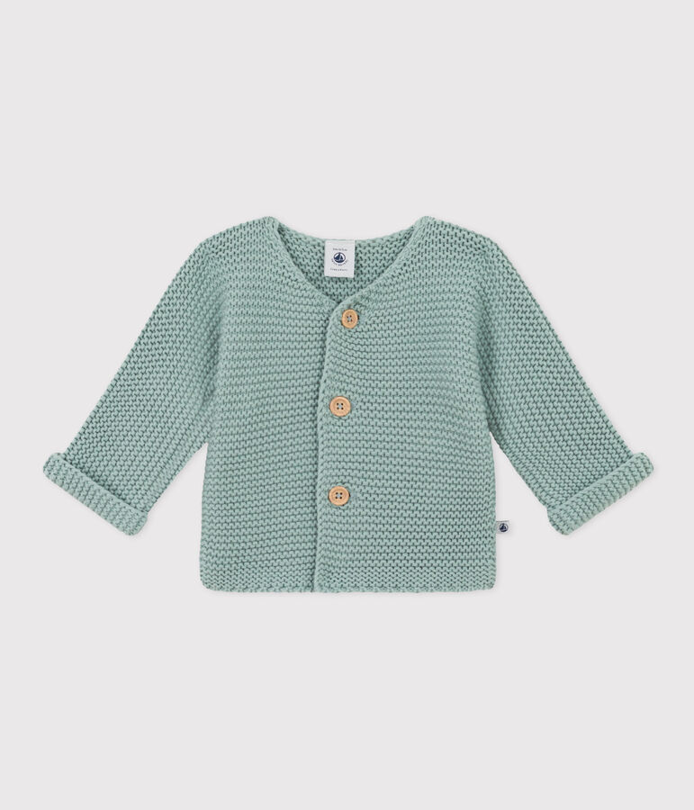 Cardigan en tricot point mousse b&eacute;b&eacute; vert PAUL