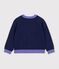 Cardigan enfant en laine et coton uni bleu marine