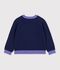 Cardigan enfant en laine et coton uni bleu marine