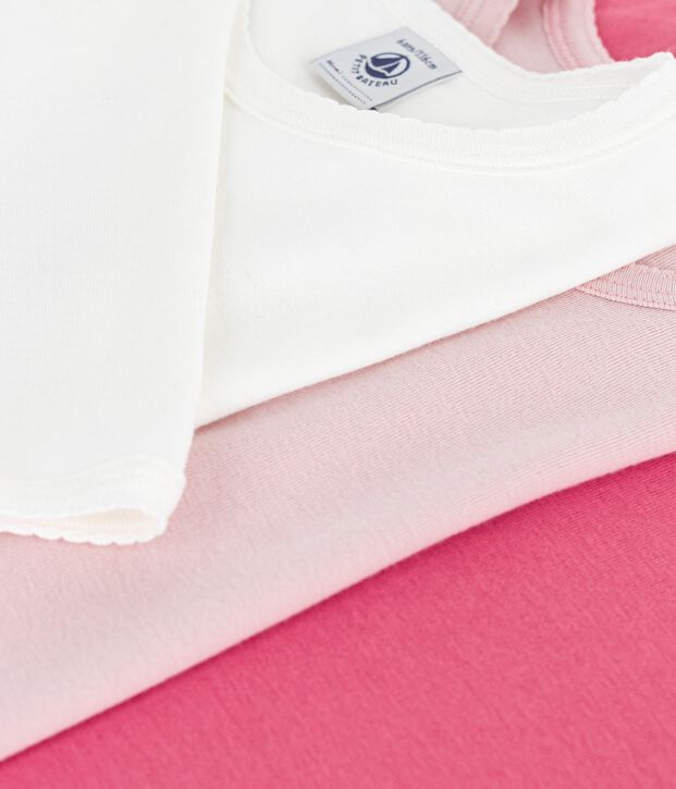 Lot de tee-shirts enfant en coton &agrave; manches longues uni multicouleur