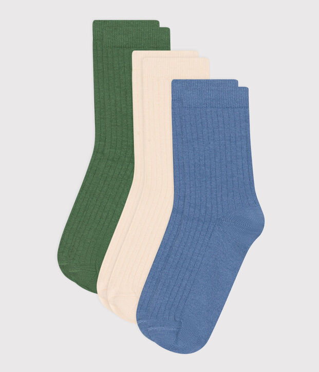 3 paires de chaussettes enfant en coton unies multicouleur