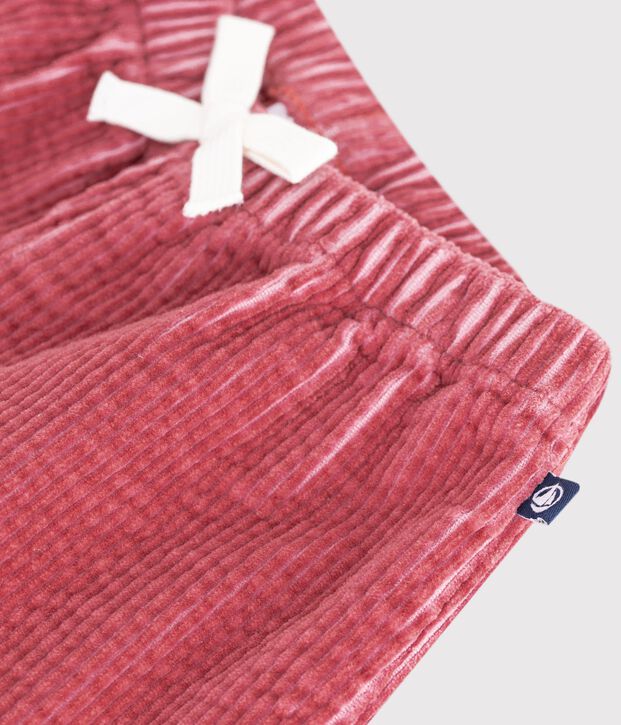 Pantalon b&eacute;b&eacute; en velours uni rose