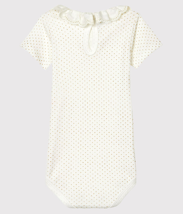 Body b&eacute;b&eacute; fille &agrave; collerette blanc/jaune