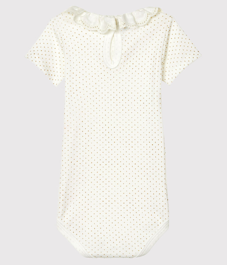 Body b&eacute;b&eacute; fille &agrave; collerette blanc MARSHMALLOW/jaune OR