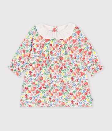 Robe bébé en coton manches longues imprimée à fleurs