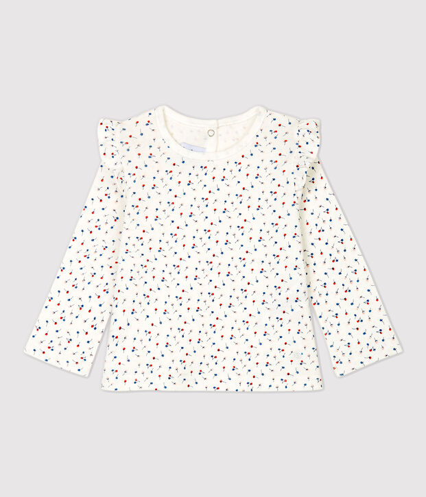 Blouse en coton b&eacute;b&eacute;. blanc/multicouleur