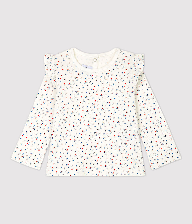 Blouse en coton b&eacute;b&eacute;. blanc MARSHMALLOW/blanc MULTICO