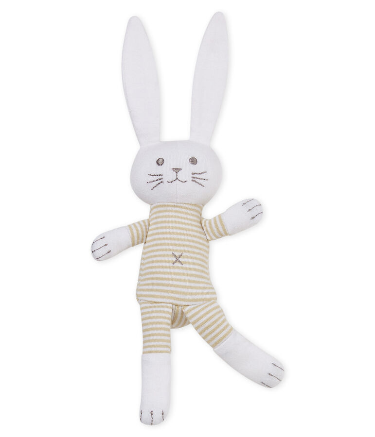 Doudou lapin hochet b&eacute;b&eacute; mixte gris/blanc