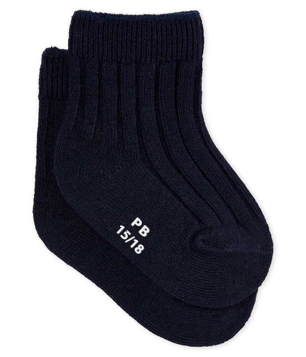 Chaussettes en c&ocirc;tes b&eacute;b&eacute; mixtes bleu marine