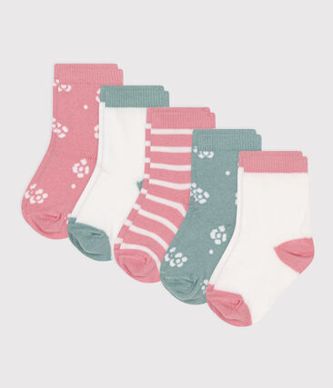 5 paires de chaussettes bébé fille en coton à fleurs