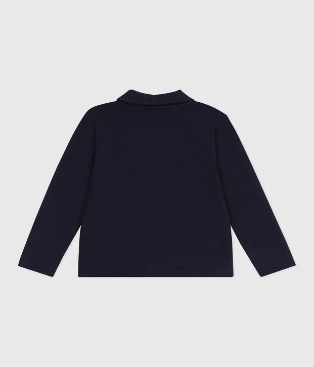 Cardigan enfant en coton uni bleu marine