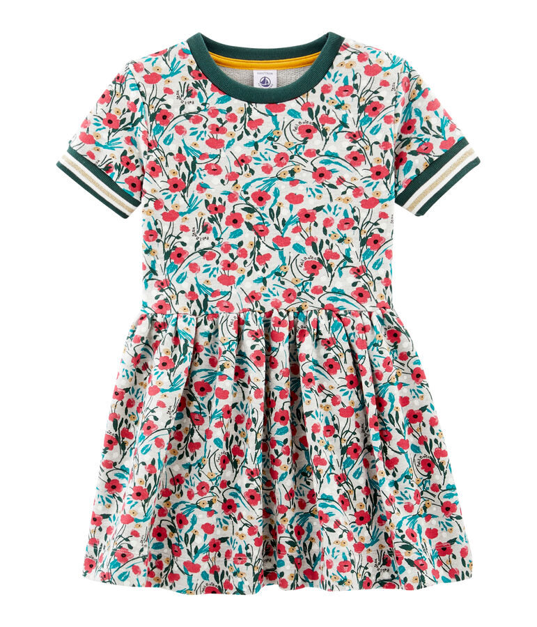 Robe manches courtes enfant fille gris/multicouleur