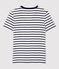 Tee-shirt L'ICONIQUE col V en coton Femme blanc MARSHMALLOW/bleu SMOKING
