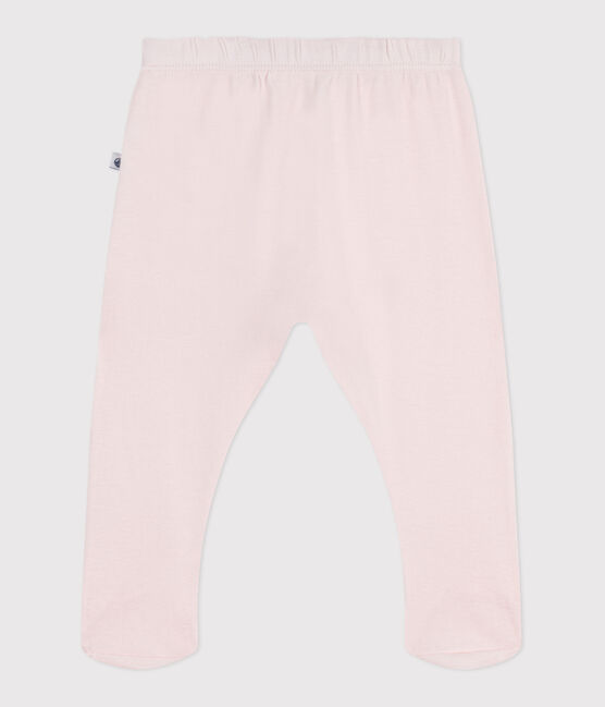 Pantalon à pied naissance en coton uni rose FLEUR